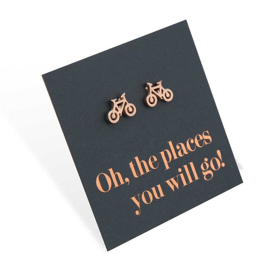 Jewellery Premium Studs | Stainless Steel Earring Studs - Oh, The Places You Will Go - Bicycles