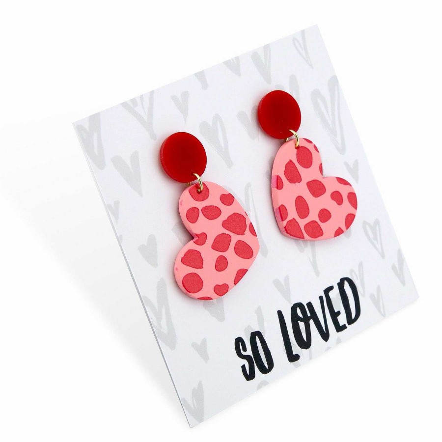 Jewellery Statement Earrings | Acrylic Dangles - So Loved - Granada Hearts (11451)