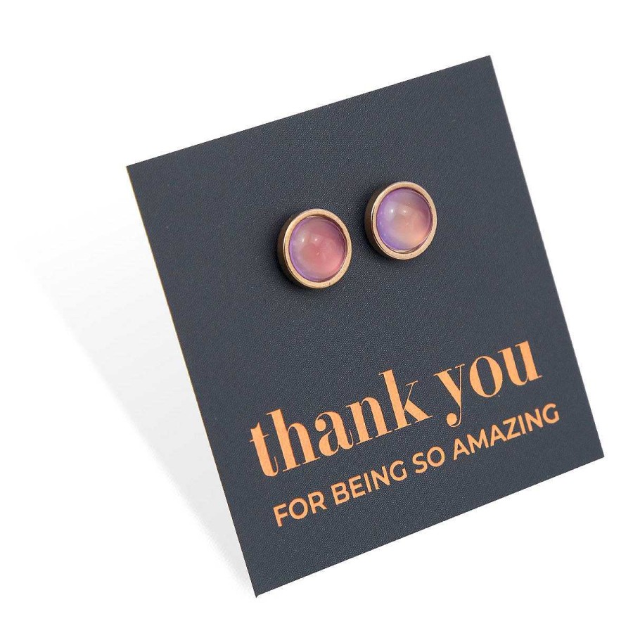 Jewellery Stainless Steel Circle Studs | Thank You For Being So Amazing - Rose Gold Stainless Steel 8Mm Circle Studs - Sunny Blush Resin (12615)