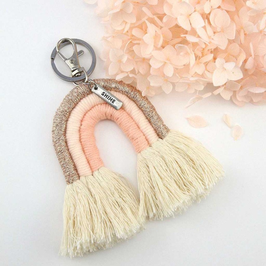 Accessories 50% Off | Handwoven Rainbow Keyring / Bag Accessory 'Shine' In Silver - Gail (7013-2)