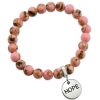 Jewellery Bracelets | Pink Collection - Soft Pink Synthesis 8Mm Bead Bracelet - Silver Word Charms