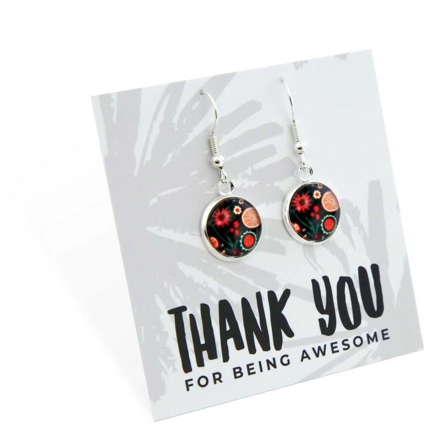 Jewellery Circle Drop Dangles | Christmas - Thank You For Being Awesome - Bright Silver Dangle Earrings - Christmas Spice (11531)