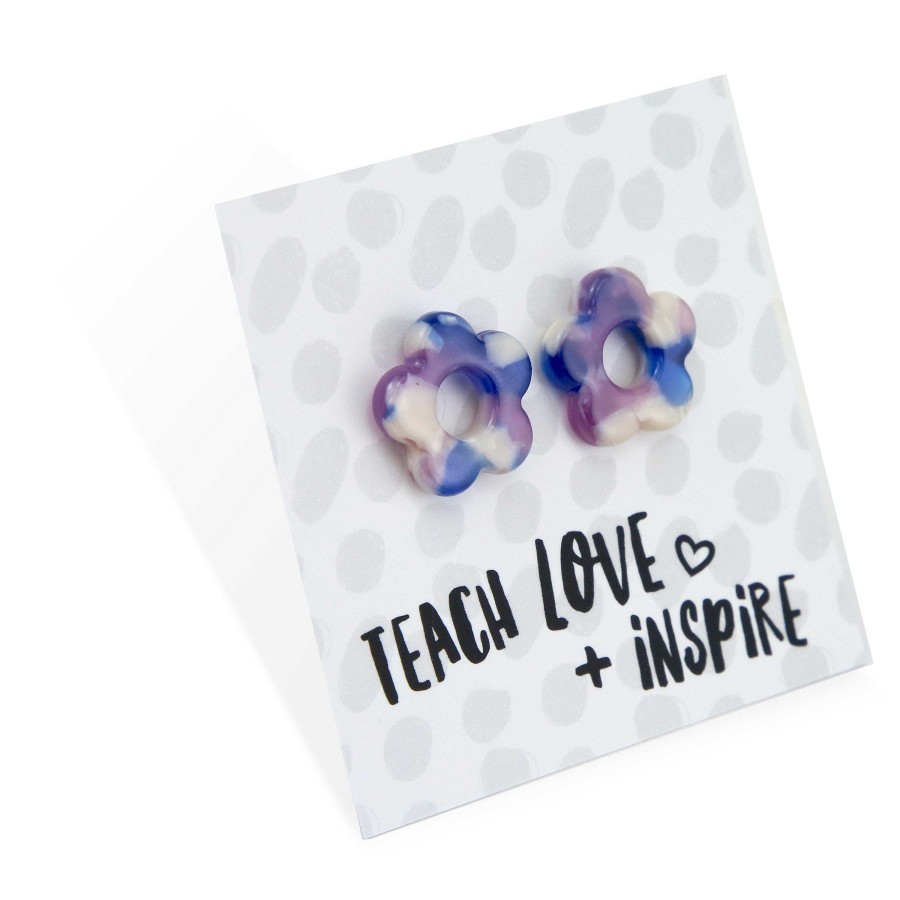 Jewellery Statement Earrings | Teach Love + Inspire! - Resin Flower Studs - Monte Swirl (11765)