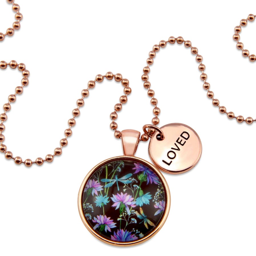 Jewellery Papa Glewy | Wildflower Collection - Rose Gold 'Loved' Necklace - Dragonfly Grove (11034)