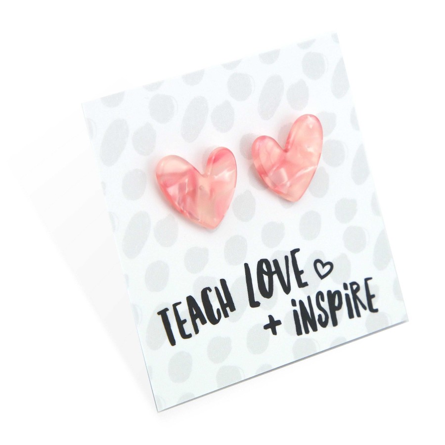 Jewellery Statement Earrings | Teach Love + Inspire - Resin Heart Studs - Valentine (12012)