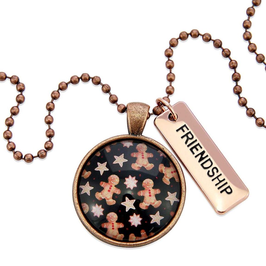 Jewellery Papa Glewy | Christmas - Vintage Copper 'Friendship' Necklace - Gingerbread Black - (10243)