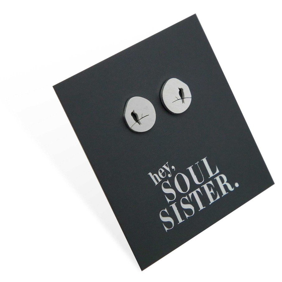 Jewellery Premium Studs | Stainless Steel Earring Studs - Brushed Silver - Hey Soul Sister - Bird On A Branch (9404)