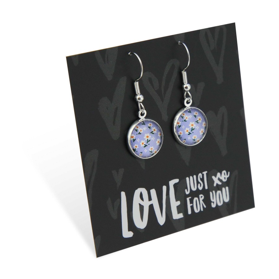 Jewellery Circle Drop Dangles | Spring - Love Just For You - Bright Silver Dangles - Daisy Garden (12744)