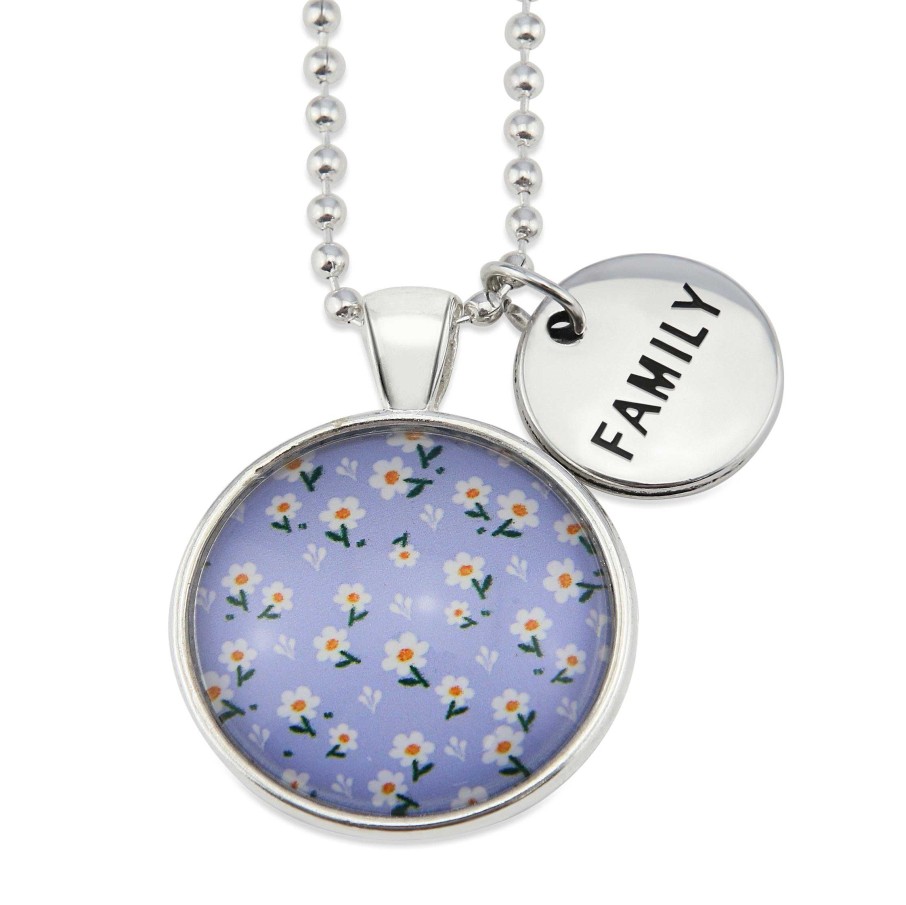 Jewellery Papa Glewy | Spring - 'Family' Bright Silver Necklace - Daisy Garden (10145)