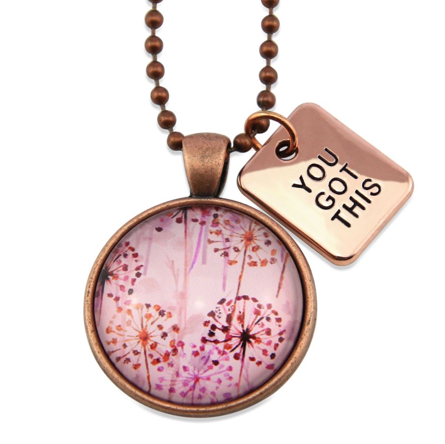 Jewellery Papa Glewy | Pink Collection - Vintage Copper 'You Got This' Necklace - Pink Wish (11333)