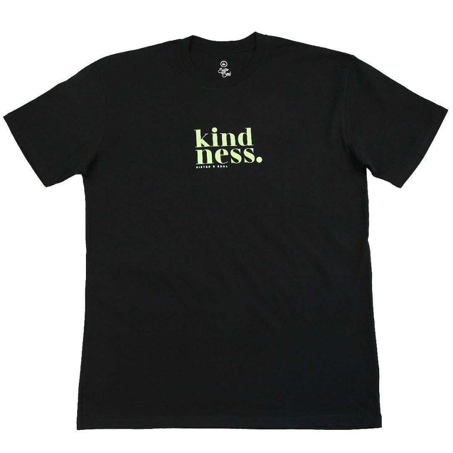 Apparel Tees Tanks & Totes | Kindness - Plus Size Long Boxy Tee - Black With Soft Lime Print