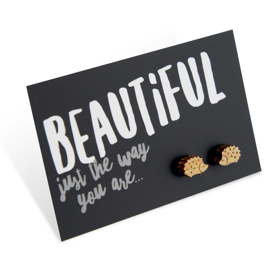 Jewellery Timber Stud Earrings | Beautiful Just The Way You Are - Hedgehog Timber Stud Earrings (11354)