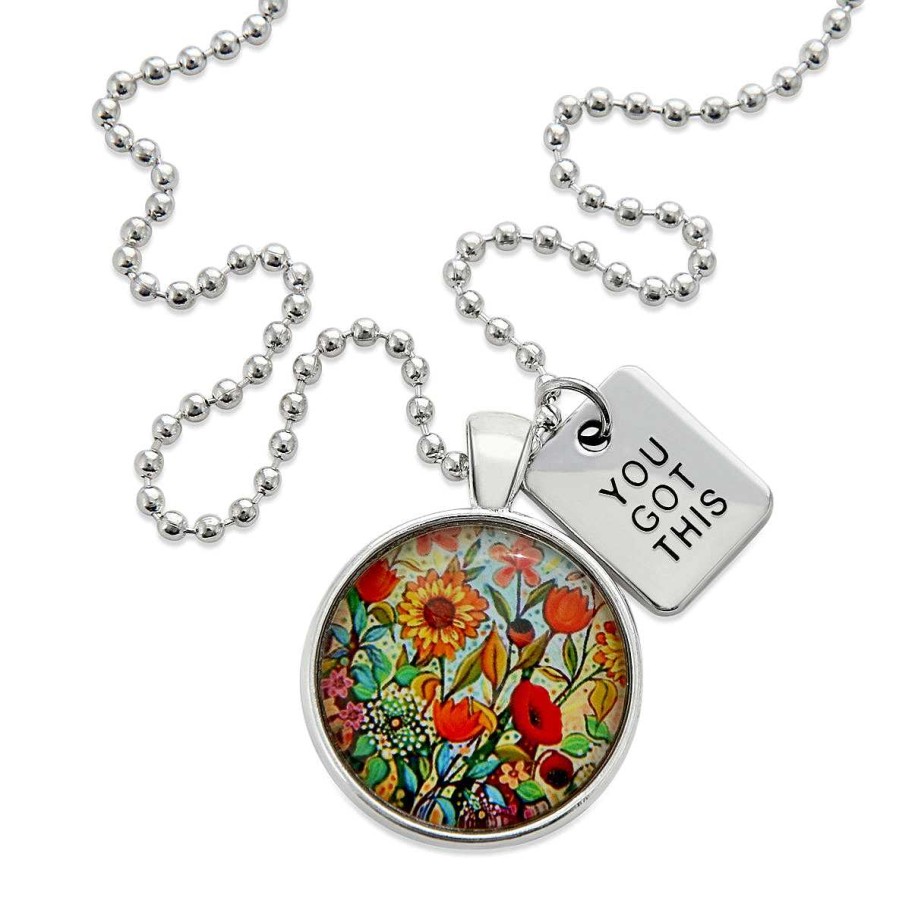 Jewellery Papa Glewy | Spring - 'You Got This' Vintage Silver Necklace - Springtime Buds ()