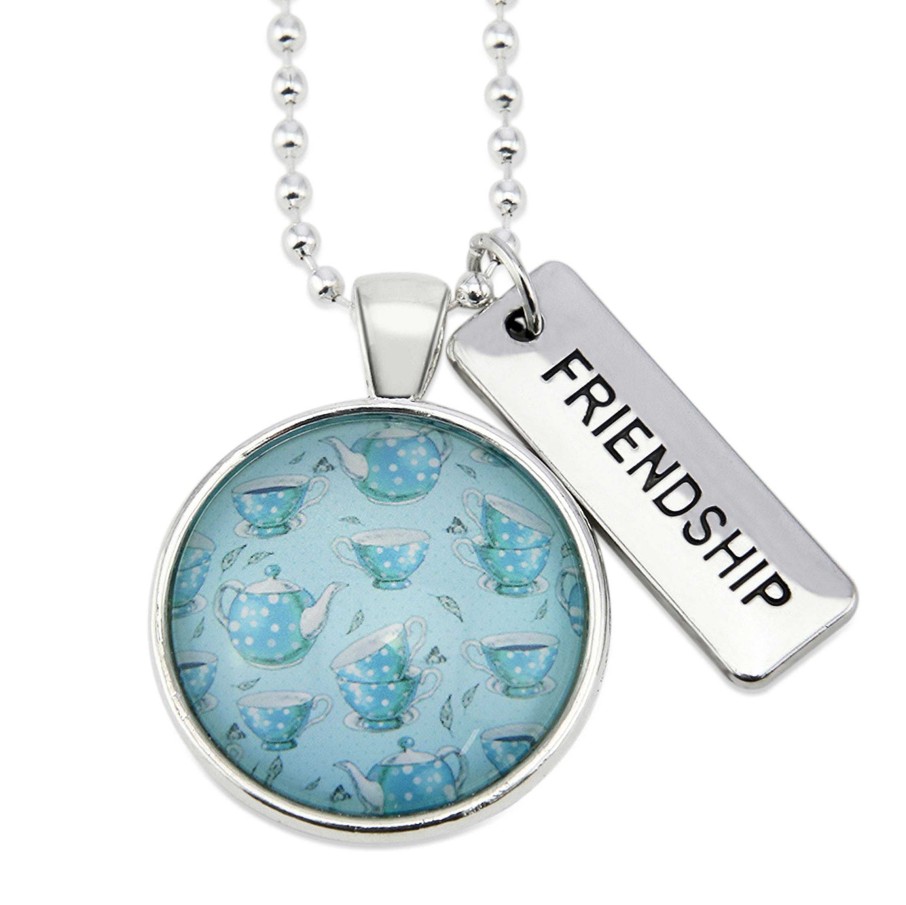 Jewellery Papa Glewy | Teal Collection - Bright Silver 'Friendship' Necklace - Tea Time (12865)