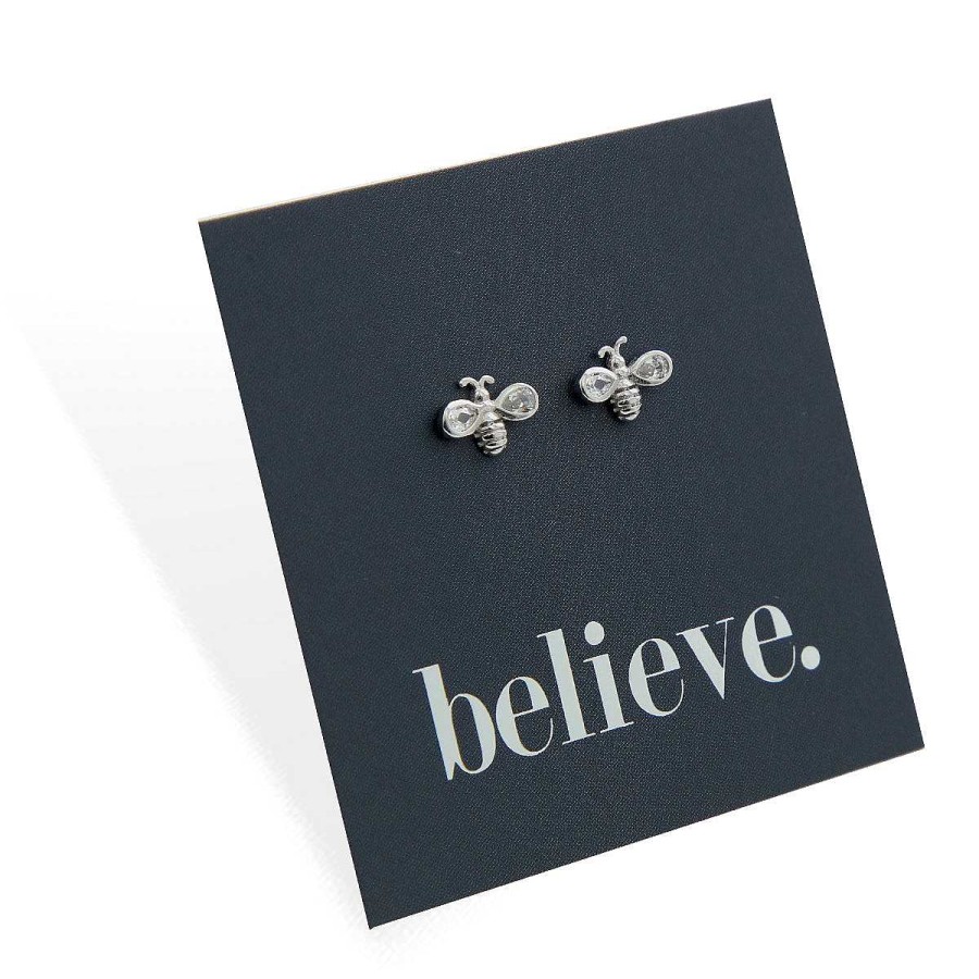 Jewellery Sterling Silver Studs | Bumble Bee Studs - Sterling Silver - Believe (2412-F)