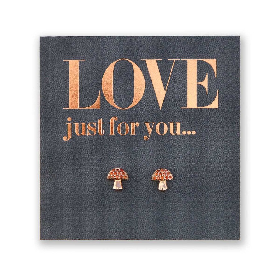 Jewellery Sterling Silver Studs | Tiny Mushroom Studs - Rose Gold Sterling Silver - Love Just For You (8816-R)