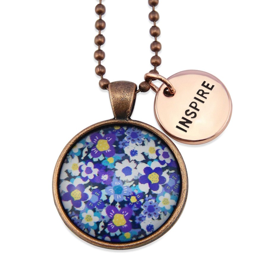 Jewellery 50% Off | Spring - 'Inspire' Vintage Copper Necklace - Purple Perennials (11212)