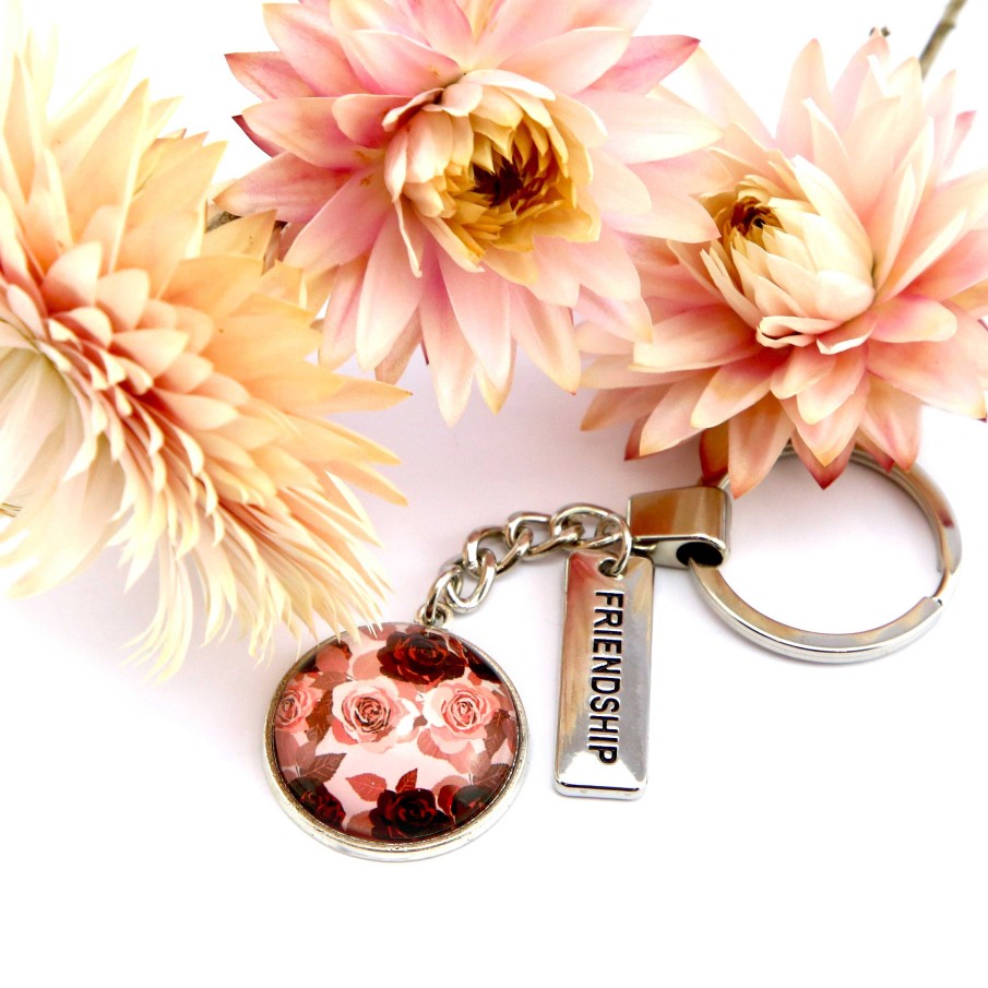 Accessories Papa Glewy | Pink Collection - Vintage Silver 'Friendship' Keyring - Rosie (10565)