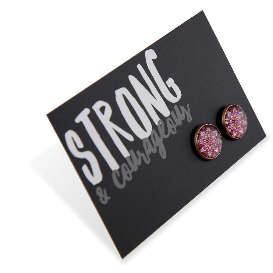 Jewellery Deluxe Stud Earrings | Boho Collection - Strong & Courageous - Vintage Copper Surround Circle Studs - Daybreak (9103)