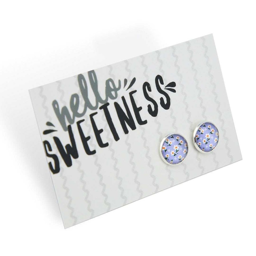 Jewellery Deluxe Stud Earrings | Spring - 'Hello Sweetness' Bright Silver 12Mm Circle Studs - Daisy Garden (12631)