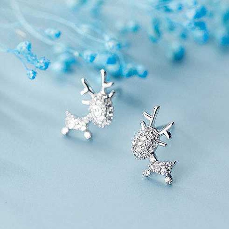 Jewellery Christmas | Reindeer Studs - Sterling Silver - Shine Bright (8405-F)