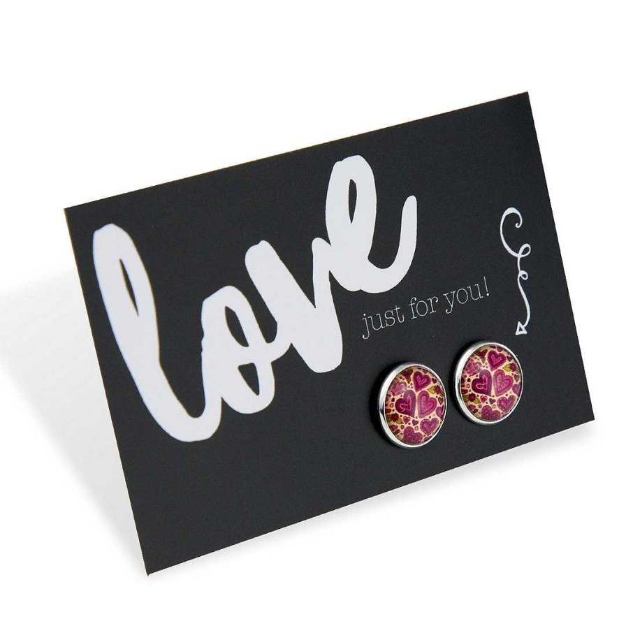 Jewellery 50% Off | Spring - Love Just For You - Silver 12Mm Circle Studs - Heart Patch (12764)