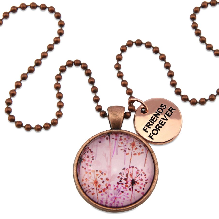 Jewellery Papa Glewy | Pink Collection - Vintage Copper 'Friends Forever' Necklace - Pink Wish (11153)