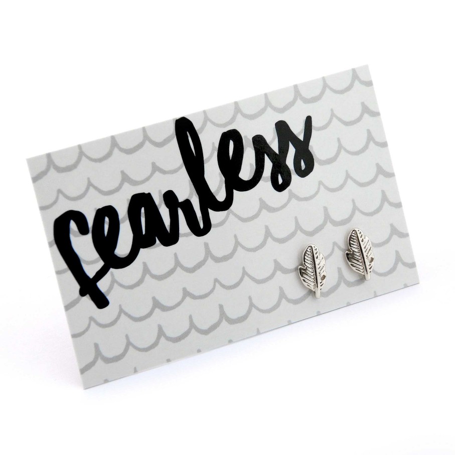 Jewellery Cute Stud Earrings | Fearless Feather Earring Studs - Silver (9803)