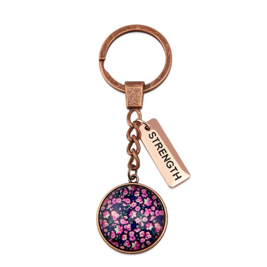 Accessories Papa Glewy | Pink Collection - Vintage Rose Gold 'Strength' Keyring - Bloomy (10845)