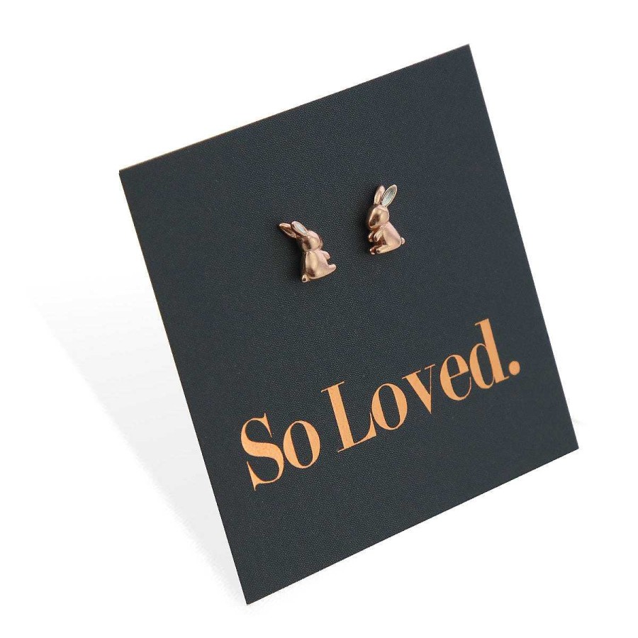 Jewellery Sterling Silver Studs | Itsy Bitsy Bunny Studs - Rose Gold Sterling Silver - So Loved - (11932)