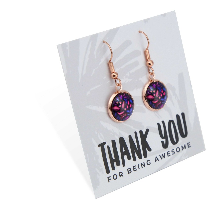 Jewellery Circle Drop Dangles | Spring - Thank You For Being Awesome - Rose Gold Dangle Earrings - Heather (11251)