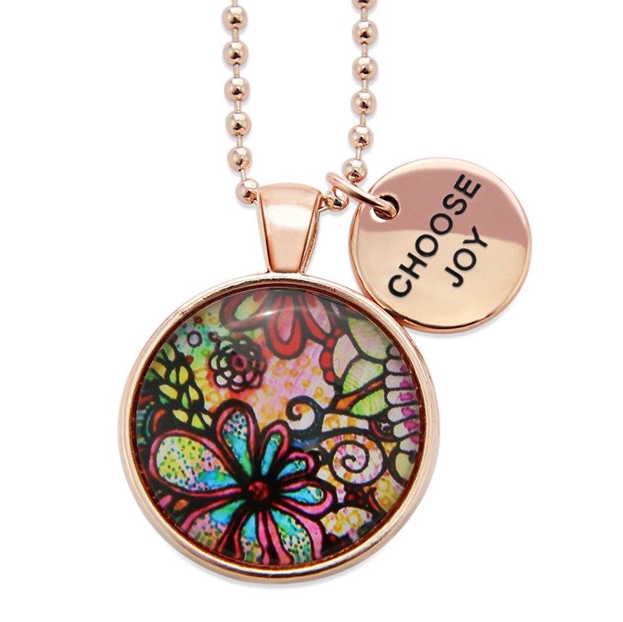 Jewellery Papa Glewy | Spring - 'Choose Joy' Rose Gold Necklace - Flora - (10332)