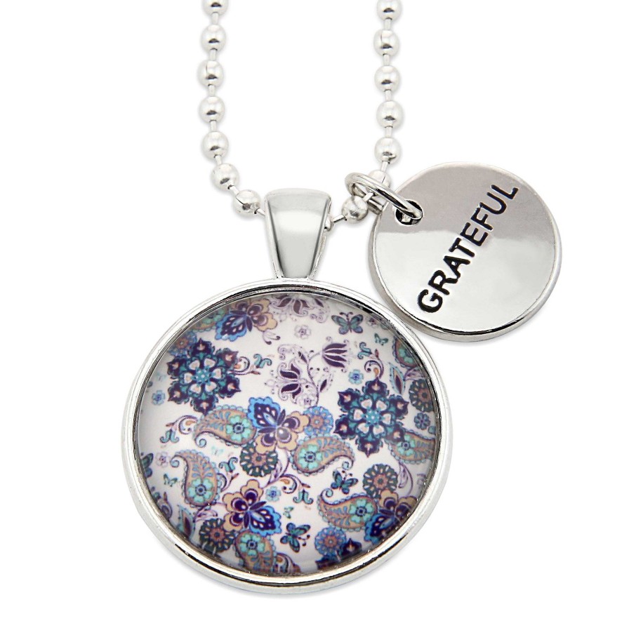 Jewellery Papa Glewy | Boho Collection - Bright Silver 'Grateful' Necklace - Rhapsody (11242)