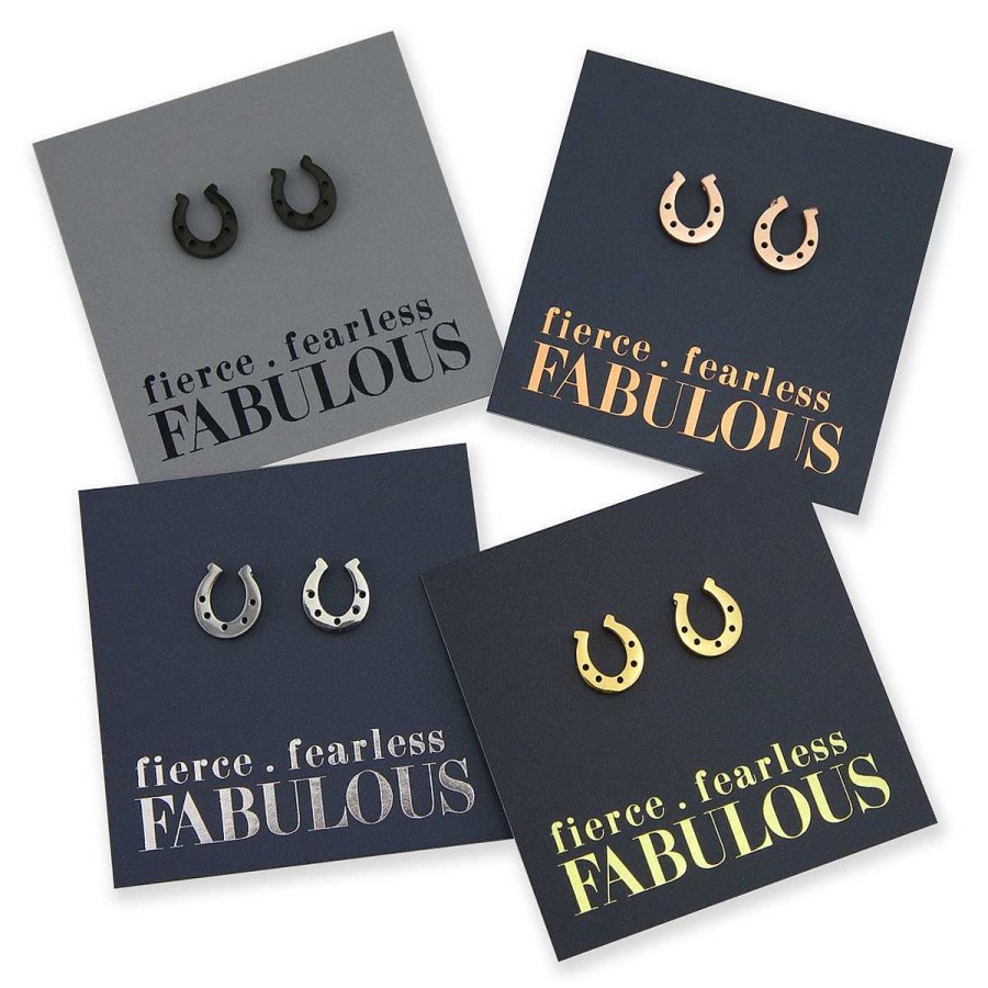 Jewellery Premium Studs | Stainless Steel Earring Studs - Fierce Fearless Fabulous - Horseshoe