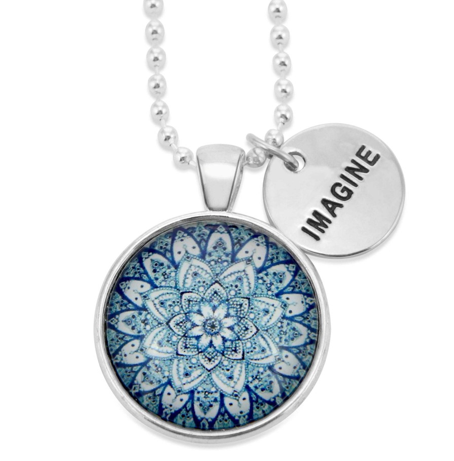 Jewellery Papa Glewy | Heart & Soul Collection - Bright Silver ' Imagine ' Necklace - Floral Ice (10564)