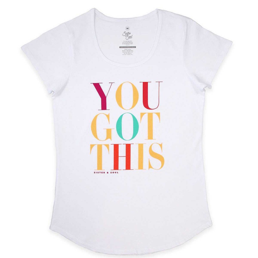 Apparel 50% Off | You Got This Tee - White Scoopy - Colourful Print