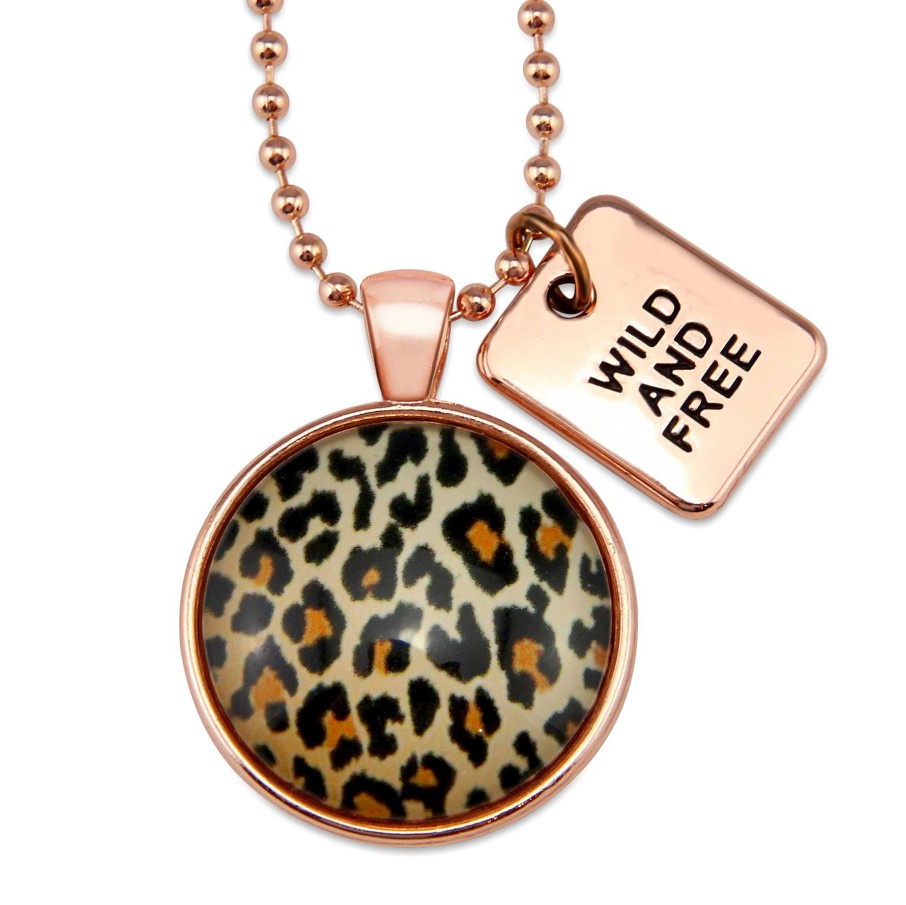 Jewellery Papa Glewy | The Strong Women Collection - Rose Gold ' Wild & Free ' Necklace - Wild Thing Leopard (10633)