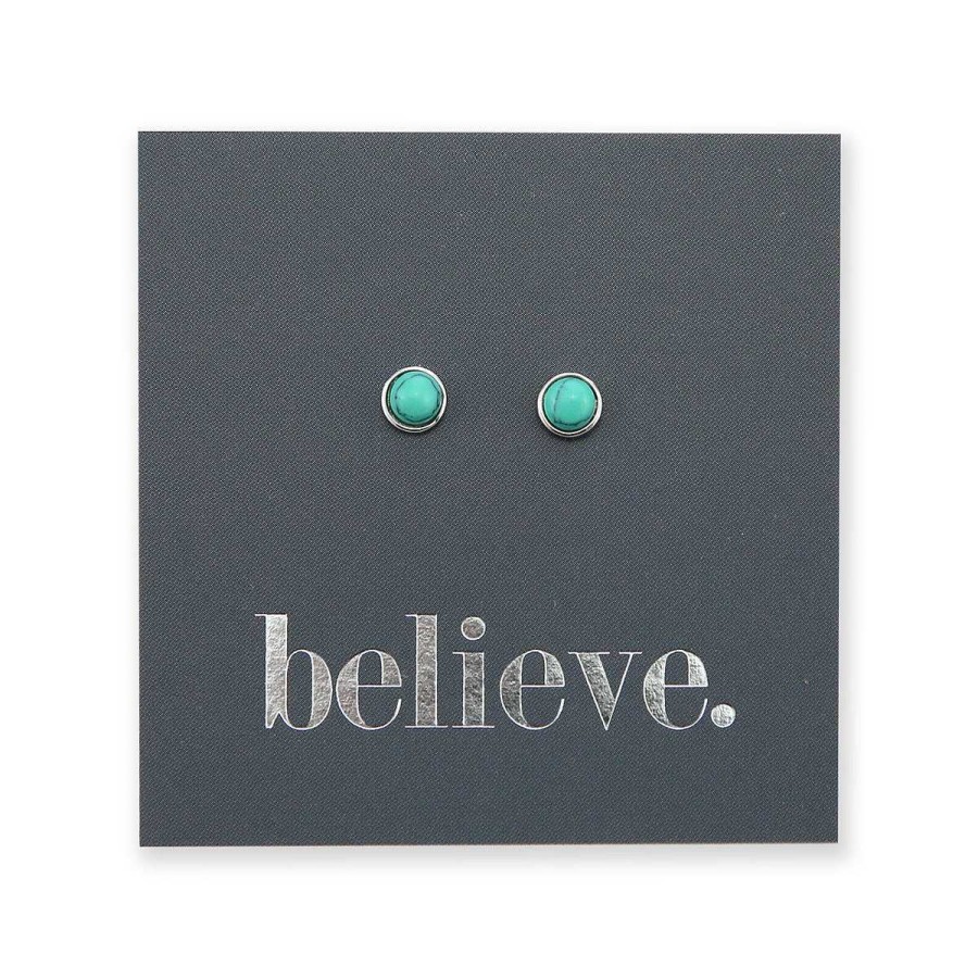 Jewellery Sterling Silver Studs | Tiny Turquoise Studs - Sterling Silver - Believe (8806-F)