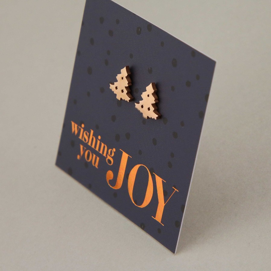 Jewellery Premium Studs | Stainless Steel Earring Studs - Wishing You Joy - Christmas Tree