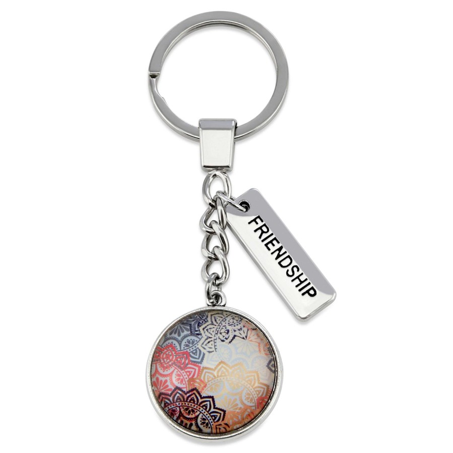 Accessories Papa Glewy | Boho Collection - Vintage Silver Keyring With 'Friendship' Charm - Maya (10113)