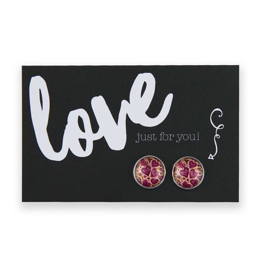 Jewellery 50% Off | Spring - Love Just For You - Silver 12Mm Circle Studs - Heart Patch (12764)