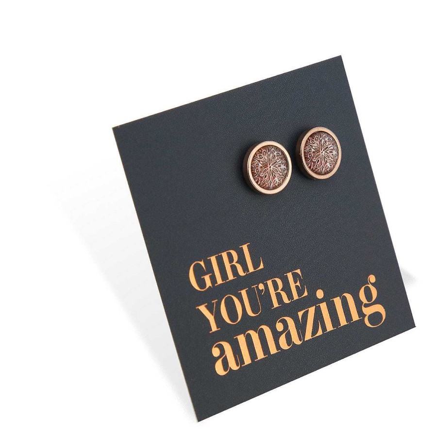 Jewellery Stainless Steel Circle Studs | Girl You'Re Amazing - Rose Gold Stainless Steel 8Mm Circle Studs - Lionhearted Copper (8504-R)