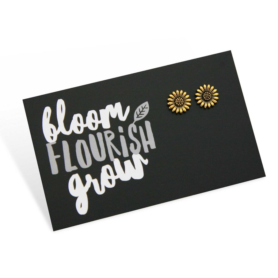 Jewellery Cute Stud Earrings | Forever Spring - Bloom Flourish Grow! Sunflower Earring Studs - Bright Gold (9702)