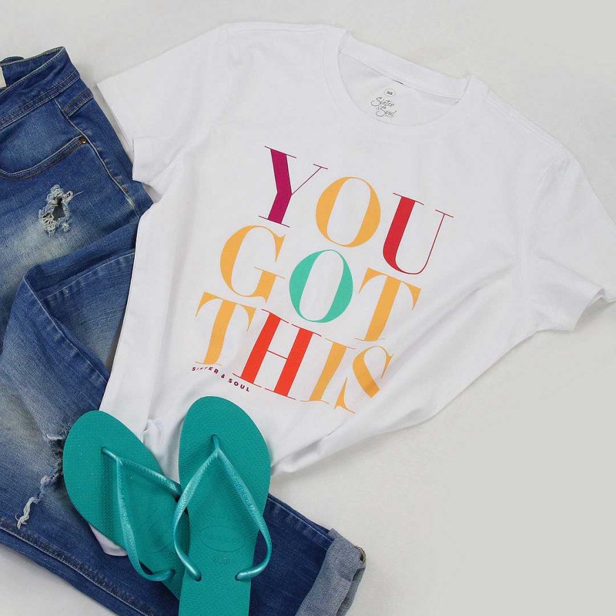 Apparel Tees Tanks & Totes | You Got This - Boxy Tee - White With Colourful Print