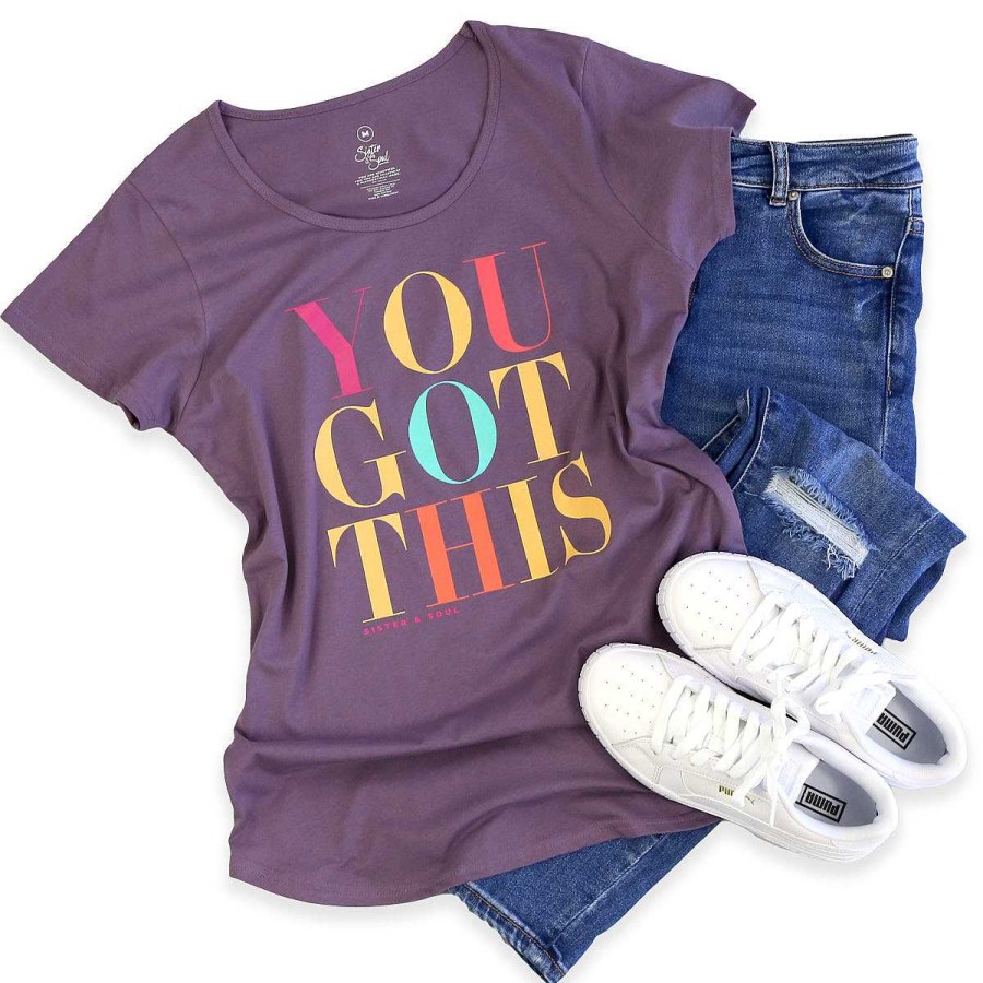 Apparel Tees Tanks & Totes | You Got This Tee - Dusty Purple Scoopy - Colourful Print