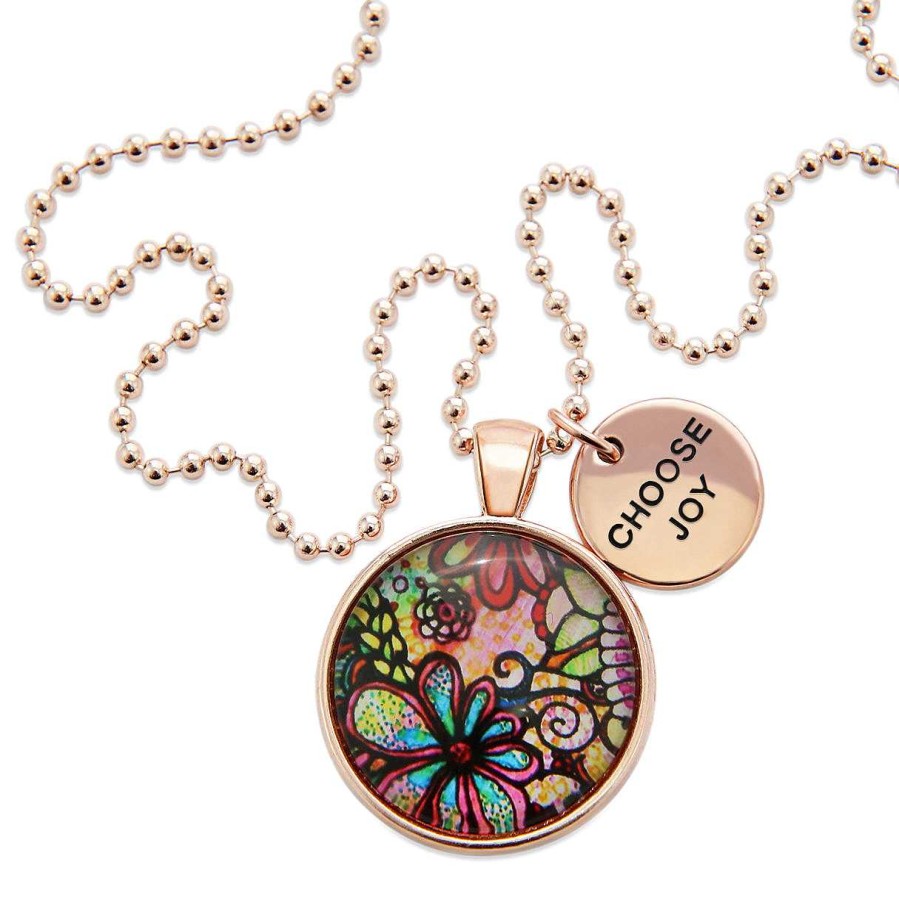 Jewellery Papa Glewy | Spring - 'Choose Joy' Rose Gold Necklace - Flora - (10332)