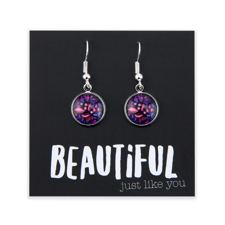 Jewellery Circle Drop Dangles | Spring - Beautiful Just Like You - Bright Silver Dangles - Heather (10115)