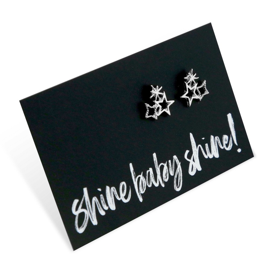 Jewellery Cute Stud Earrings | Star Cluster Earring Studs - Shine Baby Shine - Silver (2306)