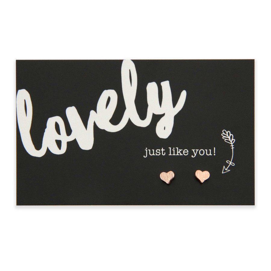 Jewellery Cute Stud Earrings | Lovely Just Like You - Rose Gold Heart Earrings (9402)