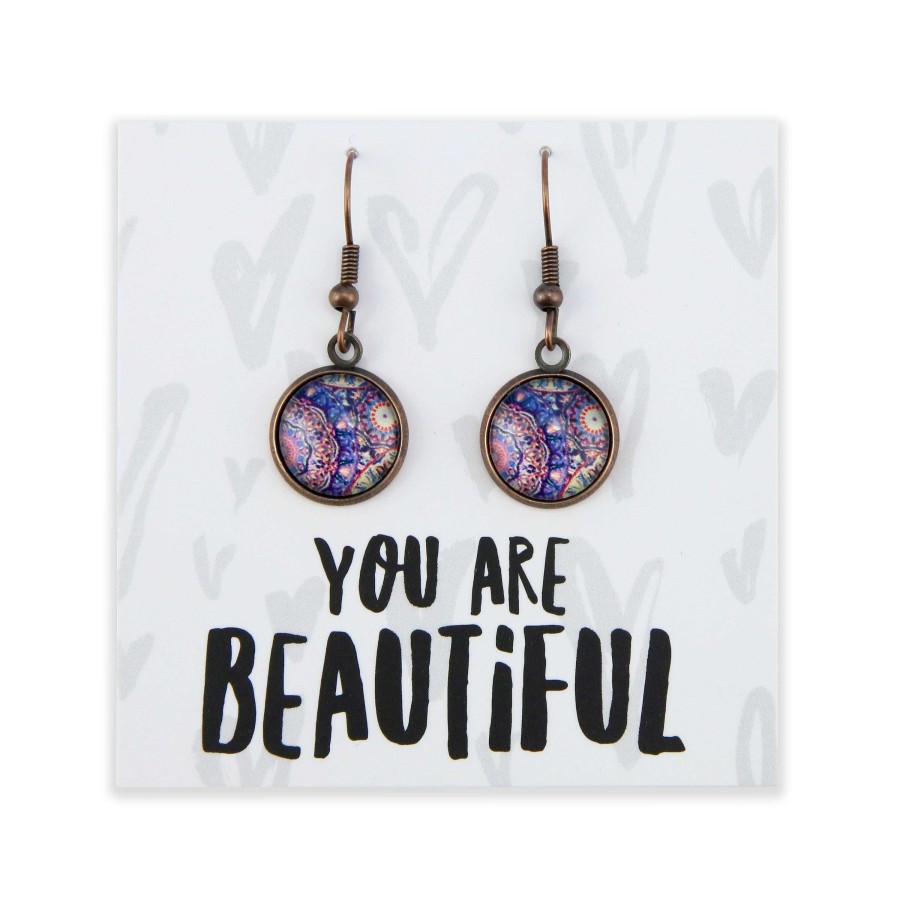 Jewellery Circle Drop Dangles | Spring - You Are Beautiful - Vintage Copper Dangle Earrings - Grenache (12212 )